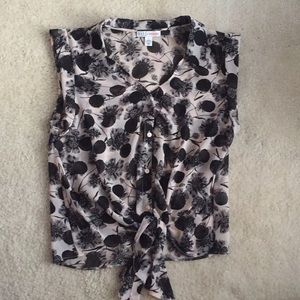 Light pink and black patterned blouse